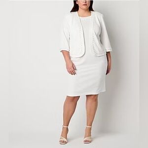 Maya Brooke Plus Pearl Trim Jacket Dress